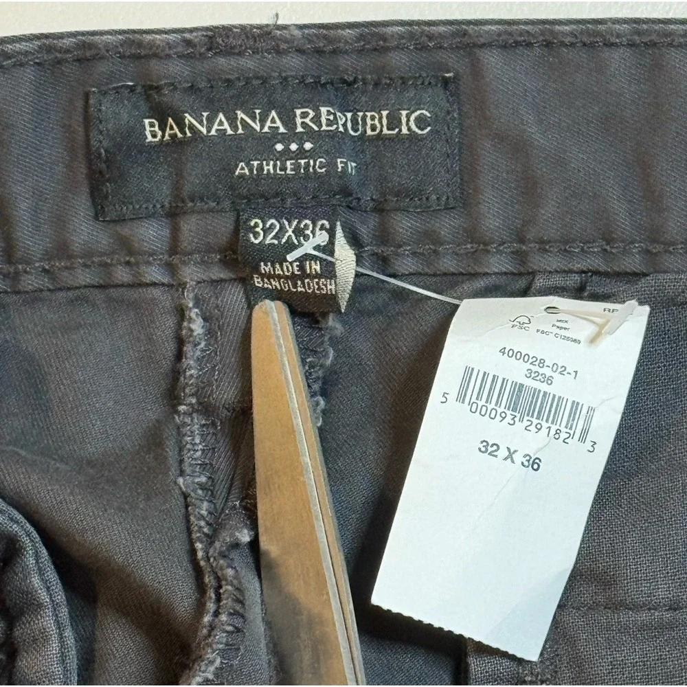 Banana Republic Gray Casual Athletic Fit Lived-In Chino Pants Men's 32x36 Tall‎